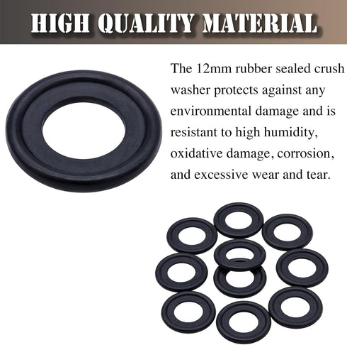 10PCS M12 Oil Drain Plug Gasket Rubber Crush Washer Seals 12616850 Engine Oil Pan Drain Plug Seal Compatible with Chevy GMC Ford Engine Oil Crush ...