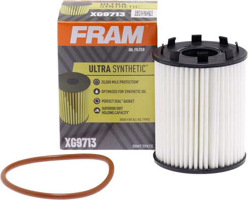 FRAM Ultra Synthetic Automotive Replacement Oil Filter, Designed for Synthetic Oil Changes Lasting up to 20k Miles, XG9713 with SureGrip (Pack of ...