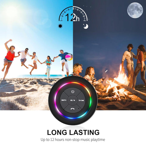 HAISSKY Bluetooth Shower Speakers, Portable Wireless Speaker with Suction Cup, IP67 Waterproof Speaker with LED Light, Pairs Easily to Phones, Tab...