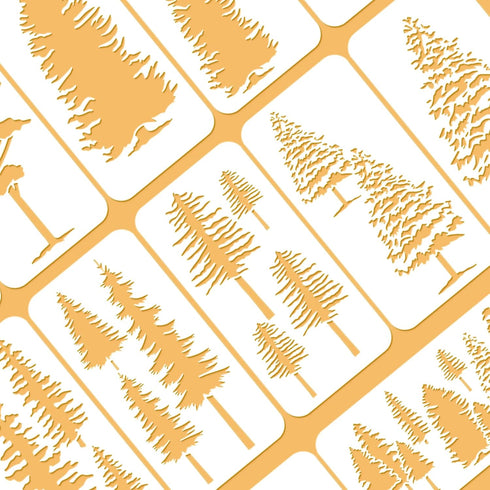 BENECREAT 12pcs Pine and Fir Tree Stencil Set, 5.9x12 inch Reusable Winter Theme Plastic Art Painting Templates for Scrapbook Decoration DIY Craft...
