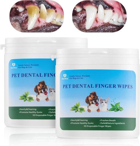 Dog Teeth Cleaning Wipes Nature Pet Dental Finger Wipes for Dogs Cats Remove Bad Breath,Reduce Plaque and Tartar Buildup Disposable Gentle Pet Den...
