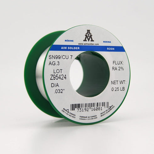 AIM Solder LeadFree Rosin Core Solder Wire Sn99 Ag0.3 Cu0.7 for Electrical Soldering 0.032inch, 0.25lb (0.8mm / 113g)...