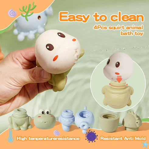 Bath Toys for Babies 6-12 Months, 10PCS Squirt Bath Toys Ocean Animals Bathtub Float Toy Water Table Toys Toddler Birthday Presents for Preschool ...