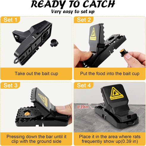 Mouse Trap, Rat Traps Indoor for Home Small, Mice Traps Outdoor, Reusable Quick Effective Mousetrap for Home- 8 Pack...
