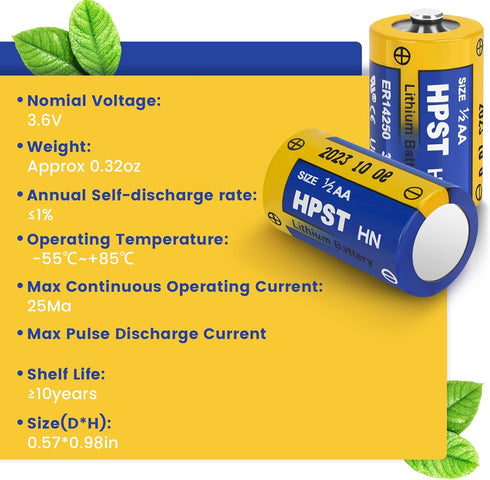 ER14250 Battery 1/2 AA Size 3.6 V Lithium Batteries 8 Pack Non-Rechargeable Battery Li-SOCL? XL-050F SB-AA02 LS14250 TL-5902 TL-2150...