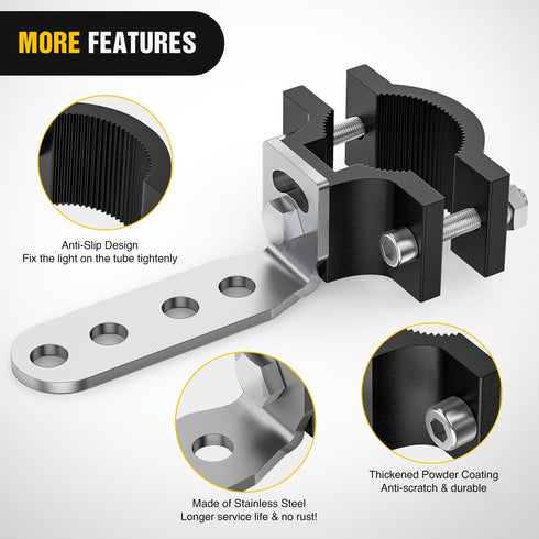 Nilight Motorcycle Light Bar Tube Clamp Bracket Fit from 0.7 to 1.2Inch Round Tube Mounting Brackets Offroad LED Light Pods Front Fork Lights Roof...