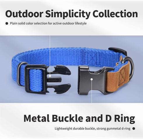 Mile High Life Dog Collars | Soft Cotton Dog Collars w Heavy Metal Buckle | Classic Puppy Collar w Premium Genuine Leather Tips | Pet Collars for ...