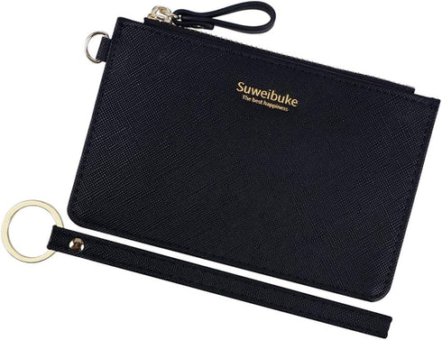 Aiyo Nice Women Slim RFID Card Case Holder Wristlet Zip ID Case Wallet Small Leather Wallet Coin Purse with Keychain...