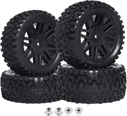 HobbyPark Front & Rear Wheels and Tires 12mm Hex Hub with Foam For Redcat Shockwave, Tornado Epx,S30 1/10 Off Road Buggy (Pack of 4)...