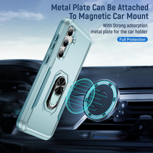 SunRemex for Samsung Galaxy S23 FE Case with HD Screen Protector,Samsung S23 FE Phone Case Built in Rotatable Metal Ring Holder Kickstand for Sams...