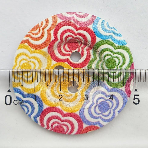 Chenkou Craft 20pcs 2" (50mm) Round Flower Wood Buttons 4 Holes Craft Sewing Button (50mm)...