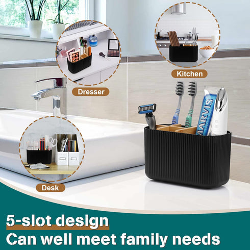 Black Toothbrush Holder - Bamboo Toothbrush Holders for Bathrooms Electric Toothbrush Holder Organizer Kids Toothbrush Holders for Bathrooms Count...