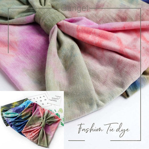 Gangel Boho Headbands Tie Dye Fabric Turban Head Wraps Wide Hair Scarf Yoga Running Hair Accessories for Women and Girls(Pack of 4) (Tie dye)...