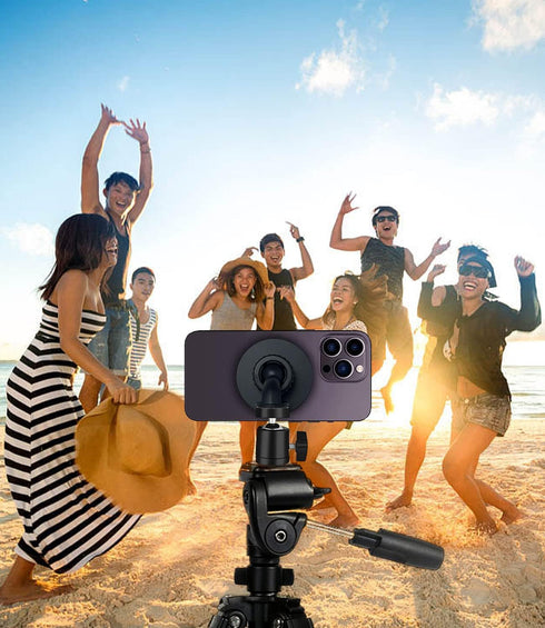 Magnetic Tripod Phone Mount Adapter with 1/4"-20 Hole, Adjustable Phone Holder for Tripod, Selfie Stick, Ring Light, Compatible with Magsafe iPhon...