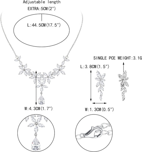 EVER FAITH Wedding Party Jewelry Set for Women, Gorgeous Teardrop White Cubic Zirconia Necklace Earrings Set, Bridemaids Jewelry Set for Bridal...