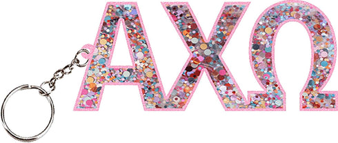 Alpha Chi Omega Glitter Sorority Keychain...