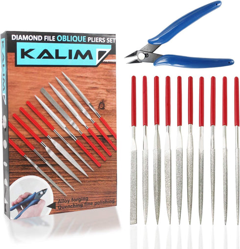 Diamond Needle File Set, 10PCS Diamond Files with 1 Wire Cutter and 1 Carrying Case, File Tools for Woodworking, Metalworking, Jewelry, Model, Hob...