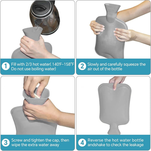 2L Hot Water Bottle Rubber, Hot Compress and Cold Therapy for Headaches Cramps Muscles Pain Relief Injuries, Hot Water Bag for Bed...