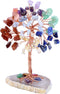 Jovivi Natural 7 Chakra Healing Crystals Tree on Agate Slice Base Healing Stones Gem Money Tree for Feng Shui Home Office Table Decorations...