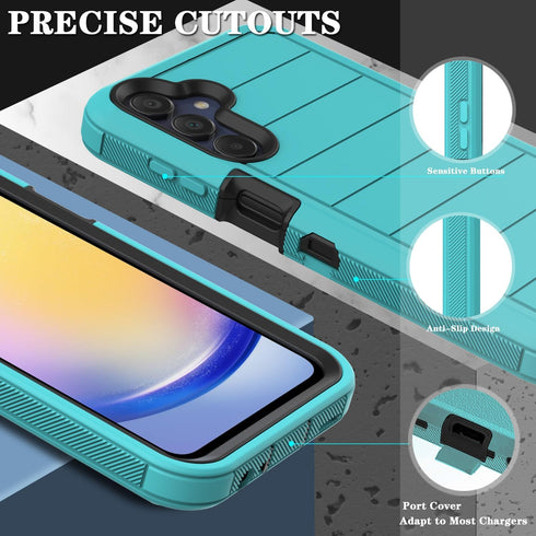 for Samsung Galaxy A25 5G Case with Screen Protector, Belt Clip Holster Kickstand Rugged Full-Body Heavy Duty Protection Military Grade Shockproof...