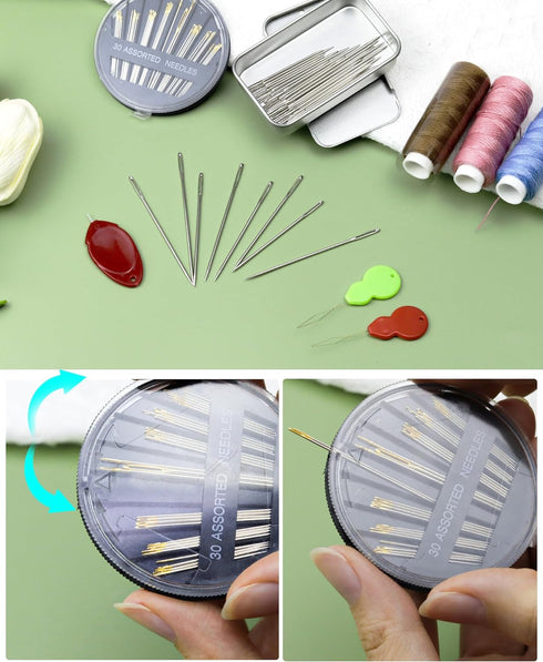FIVEIZERO 70 PCS Hand Sewing Needles Set, Embroidery Needles & Large Eye Needles for Hand Sewing, 12 Sizes Stainless Steel Sewing Sharp Needles wi...