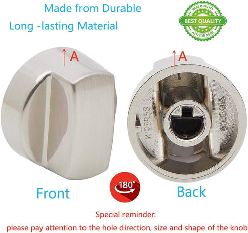 Reyhoar 811195 Wolf Hood Knob Replacement KIP 5D44, Wolf Range Parts, Exhaust Ventilation Hood Knobs 805328 5D44 B002MFNQ34, Fit 56 Models for Sub-Zero Wolf, Silver (1) (2 Pack)