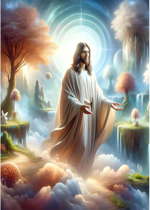 EOBROMD Landscape Jesus Diamond Art Painting Kits, Paint by Number Kits for Adults Beginners DIY Paint Picture with Full Drill Diamond Dots for Ho...