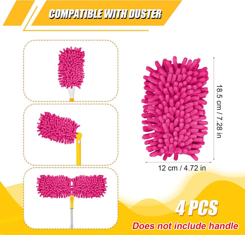 4pcs Duster Refills for Swiffer, Microfiber Ceiling Fan Duster 360 Duster Refills Heavy Duty Hand Dusters for Cleaning Compatible with Swiffer (Ro...