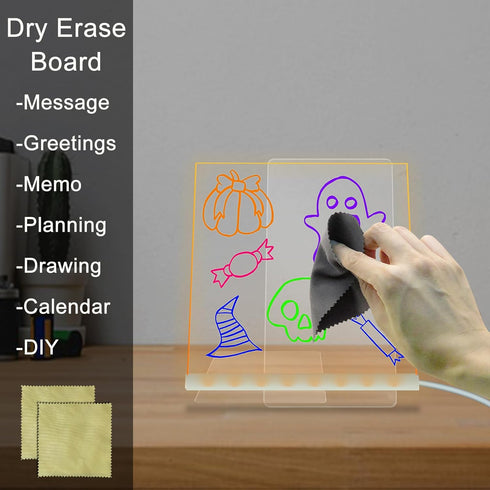 Acrylic LED Note Board Writing Message Pad with Stand Glowing Dry Erase Board Brightness Adjustable DIY Night Light Birthday Christmas for Kids (6...