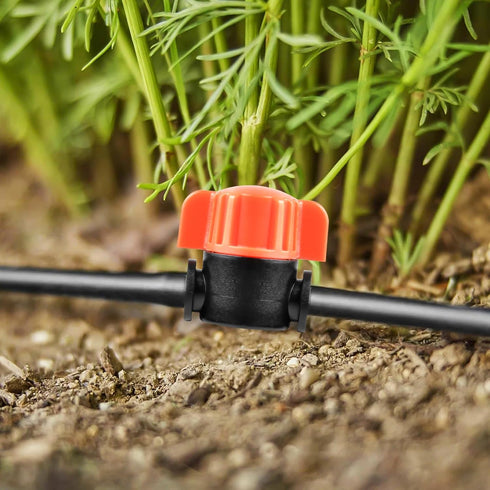 1/4 Inch Barbed Shut-Off Valve, 50 Pcs 1/4" Universal Drip Irrigation Tubing Coupling Valve, Plastic Manual Barb Valve for Garden, Flowers Pots, F...