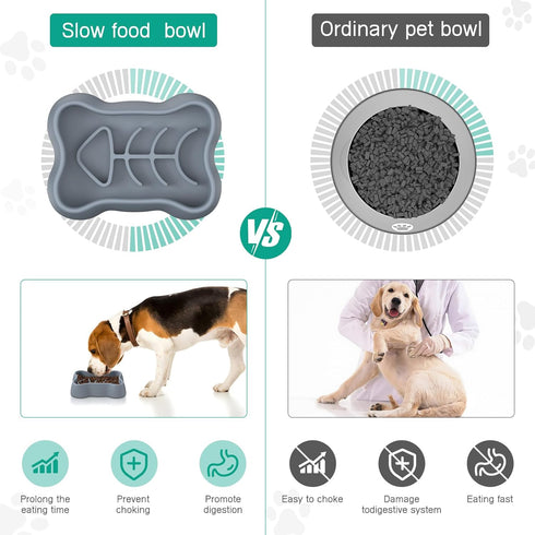 ORIA Slow Feeder Dog Bowls, Silicone Dog Slow Feeder, Anti-Choking Puzzle Dog Food Bowls, Interactive Dog Feeding Bowls with Non Slip Base, Machin...