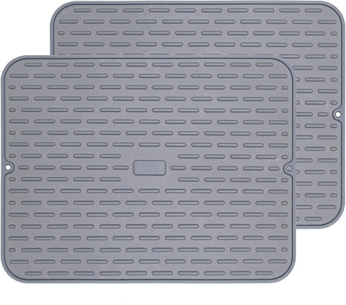 To encounter Silicone Dish Drying Mat -Large 17" x 13" - Set of 2 Flexible Rubber Drying Mat, Heat Resistant Silicone Trivet, Countertop Mat, Dish...