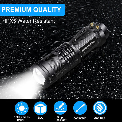 Mini Flashlights 4 Pack, Super Bright LED Tactical Flashlight with Clip, Aluminum, 3 Modes, Zoomable, Waterproof - Best EDC Flash Light for Gift, ...