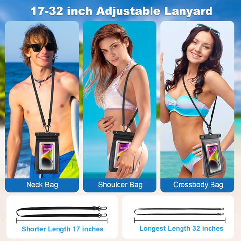 2 Pack Waterproof Pouch Floating with Sealing Strip, 9'' Large Cell Phone Dry Protector Case for iPhone 15 14 13 12 11 Pro Max Plus Samsung Galaxy...