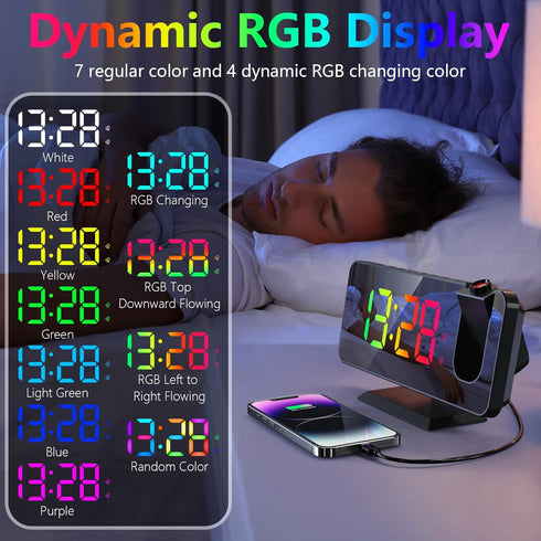 Digital Clock for Bedroom, Projection Alarm Clock with Projection on Ceiling, Projector Clock for Bedroom Ceiling, Digital Alarm Clock That Projec...