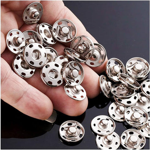 JOSDIOX Large Snaps for Sewing Big Sew on Snap Large Buttons 12 Sets Big Metal Snap Fastener Buttons Press Button for Sewing Clothing Silvery and ...