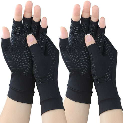 2 Pairs Copper Arthritis Compression Gloves for Rheumatoid, Osteoarthritis, Carpal Tunnel Pain Relief, Compression Hand Gloves for Women & Men,Ant...
