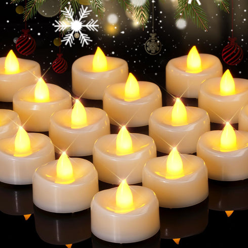 LED Candles, 24-Pack Tea Lights Candles Battery Operated Bulk, Long-Lasting 200 Hours Flameless Tealight Candles, Flickering Tea Lights for Hallow...