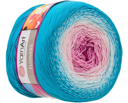 Yarn Art Flowers 55% Cotton 45% Acrylic 250gr 1094yds Multicolor Rainbow Crochet Sport Yarn (294)...