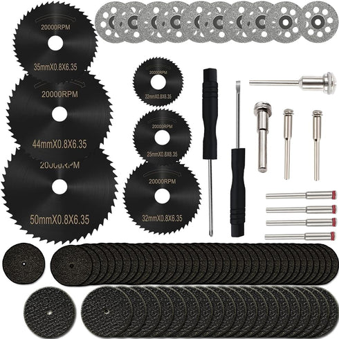 Cutting Discs Wheel Set for Dremel Rotary Tool Accessories, HSS Circular Saw Blades Diamond Resin Cutting Wheel Kit with 1/8" Mandrels for Wood Pl...