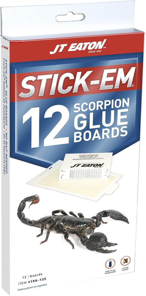 JT Eaton Stick-Em 198-12S Scorpion Glue Trap, 12 Pack, Brown/A...