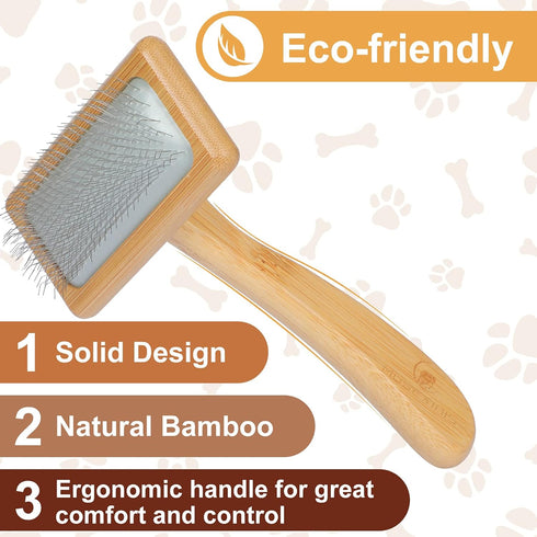 Muse&Iris Dog & Cat brush, Pet Slicker Brush with Bamboo Handle for Large Medium & Short Hair Elegant Grooming Comb for Removing Shedding, Tangles...