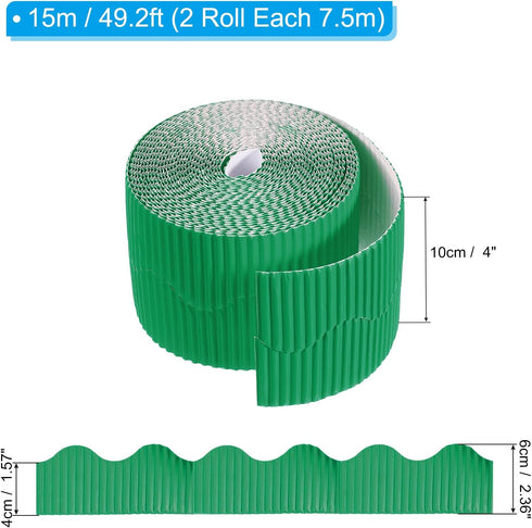 PATIKIL 3.9inch x 49.2ft Bulletin Board Border, Scalloped Trim Paper for Locker Classroom Decor Black White Cork Poster Boards, Dark Green...