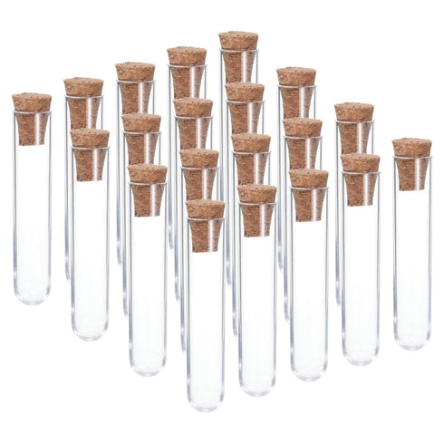 PATIKIL 3ml Plastic Test Tubes with Cork Stoppers, 20Pcs 60x12mm Tubes for Scientific Party Decoration Candy Bead Storage Bath Salt Lab Use, Clear...