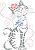 Stencils for Walls: Cute Cat Stencil, 6 x 8.5 inch (L) - Cool Cartoon Cat Bow Flower Beads Stencils for Painting Template...