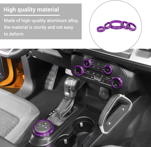 Hoolcar Air Conditioner Headlight 4WD Switch Knob Cover Aluminum Alloy 4 Wheel Driver Trailer Gear Switch Knob Cover Compatible with 2021-2022 For...