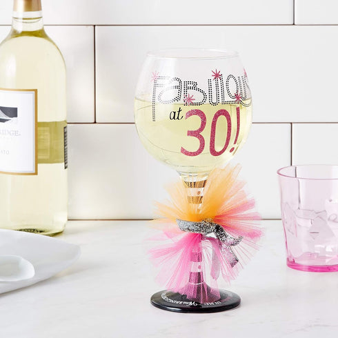 Mud Pie 119094 Fabulous at 30 Wine Glass...