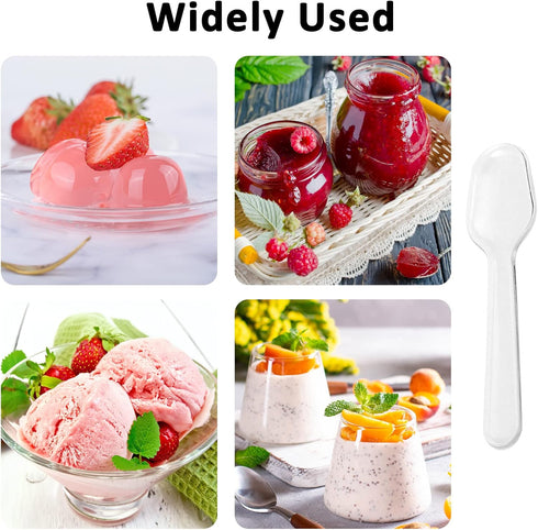 500PCS Clear Plastic Cutlery, Disposable Small Spoons Silverware, Plastic Utensil for Tasting Dessert Jelly Pudding Yogurt Ice Cream Cake Appetize...