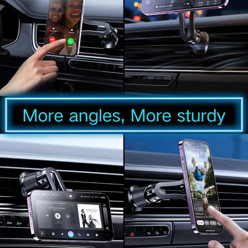 Magnetic Car Mount for iPhone and Android - 720 Adjustable, Never Blocks Vent, Fits All Phones, Hands Free Magnetic Phone Holder,Easy to Use, Blac...