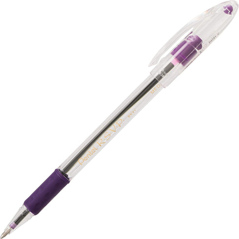 Pentel R.S.V.P. Ballpoint Pen, Medium Line, Violet Ink, 2 Pack (BK91BP2V)...